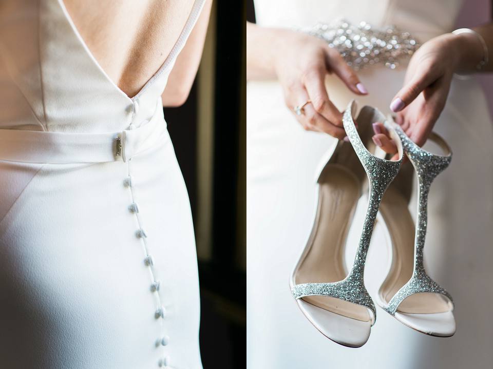Bride dress with buttons down the back and wedding shoes Nashville wedding