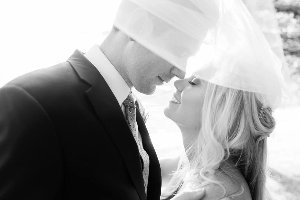 Bride and groom black and white photography