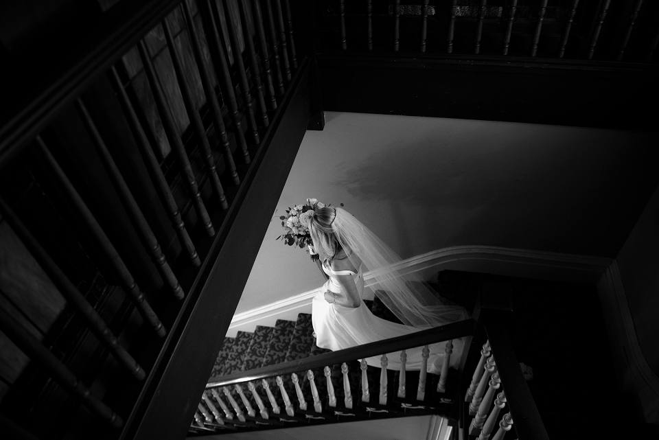 Bride going down stairs Nashville TN 