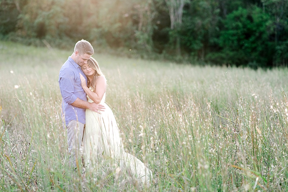 engagement photo session tall grass long yellow dress