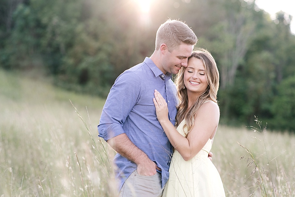 yellow dress golden hour engagement session in Nashville engaged couple