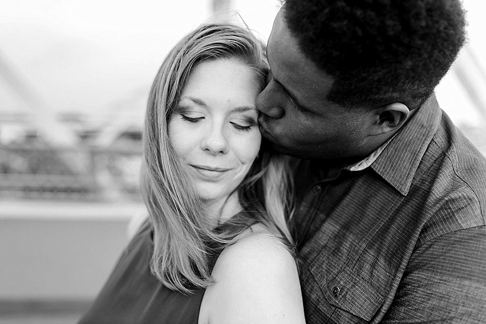 Black and white photography Nashville kiss