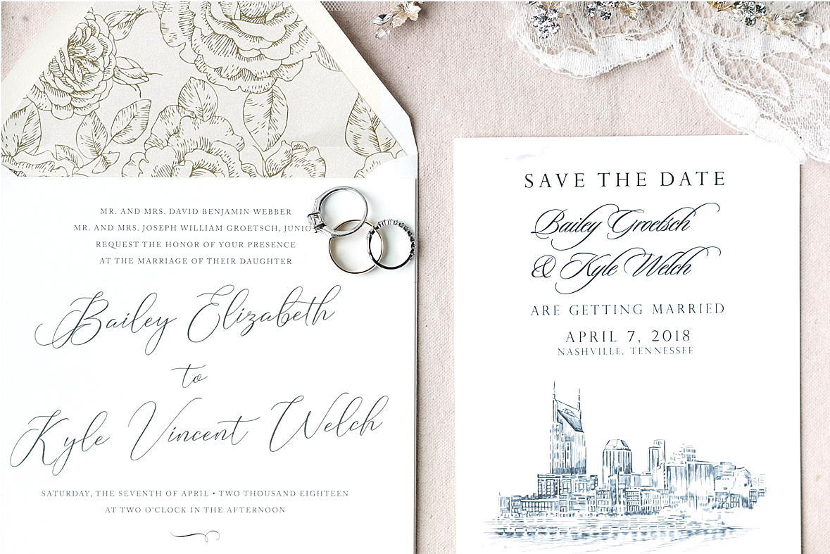 Invitation suite Nashville wedding Darby Cards Country Music Hall of Fame