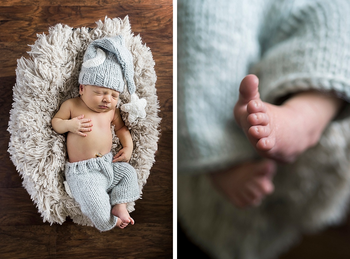 newborn baby boy with blue hat star hat