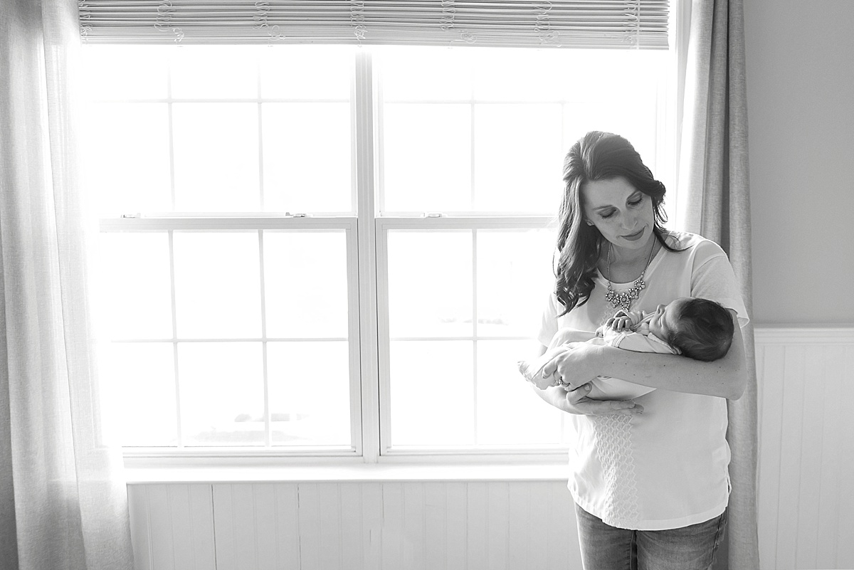 natural home newborn session mom and baby