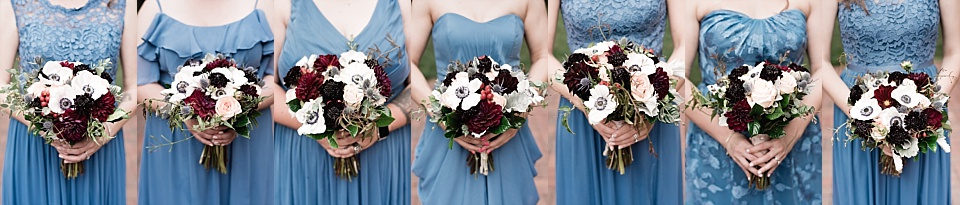 Bridesmaids flowers blue dress 
