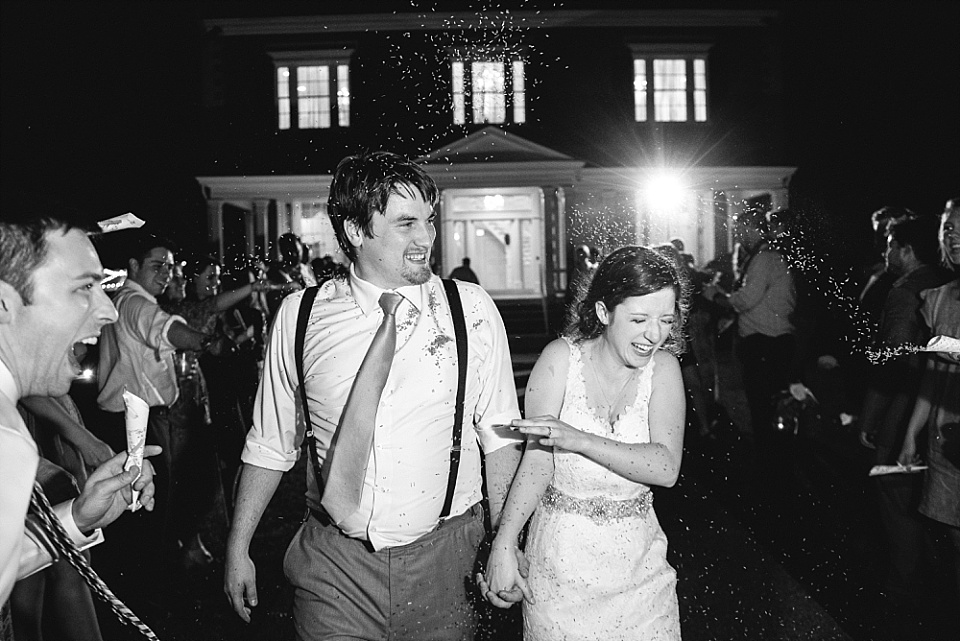 Lavender toss wedding exit Ravenswood Mansion