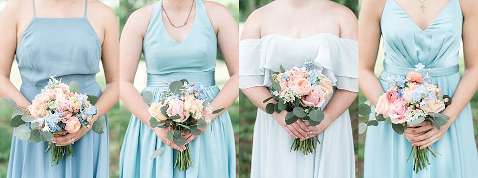 Bridesmaid dresses light blue and flowers Ravenswood Mansion
