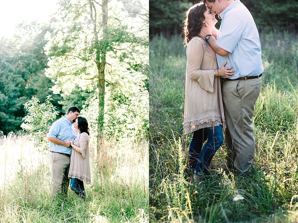 Couple in field summer engagement session