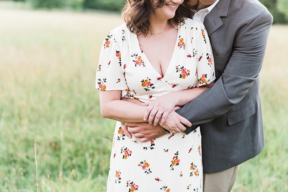 Engagement session field long white dress