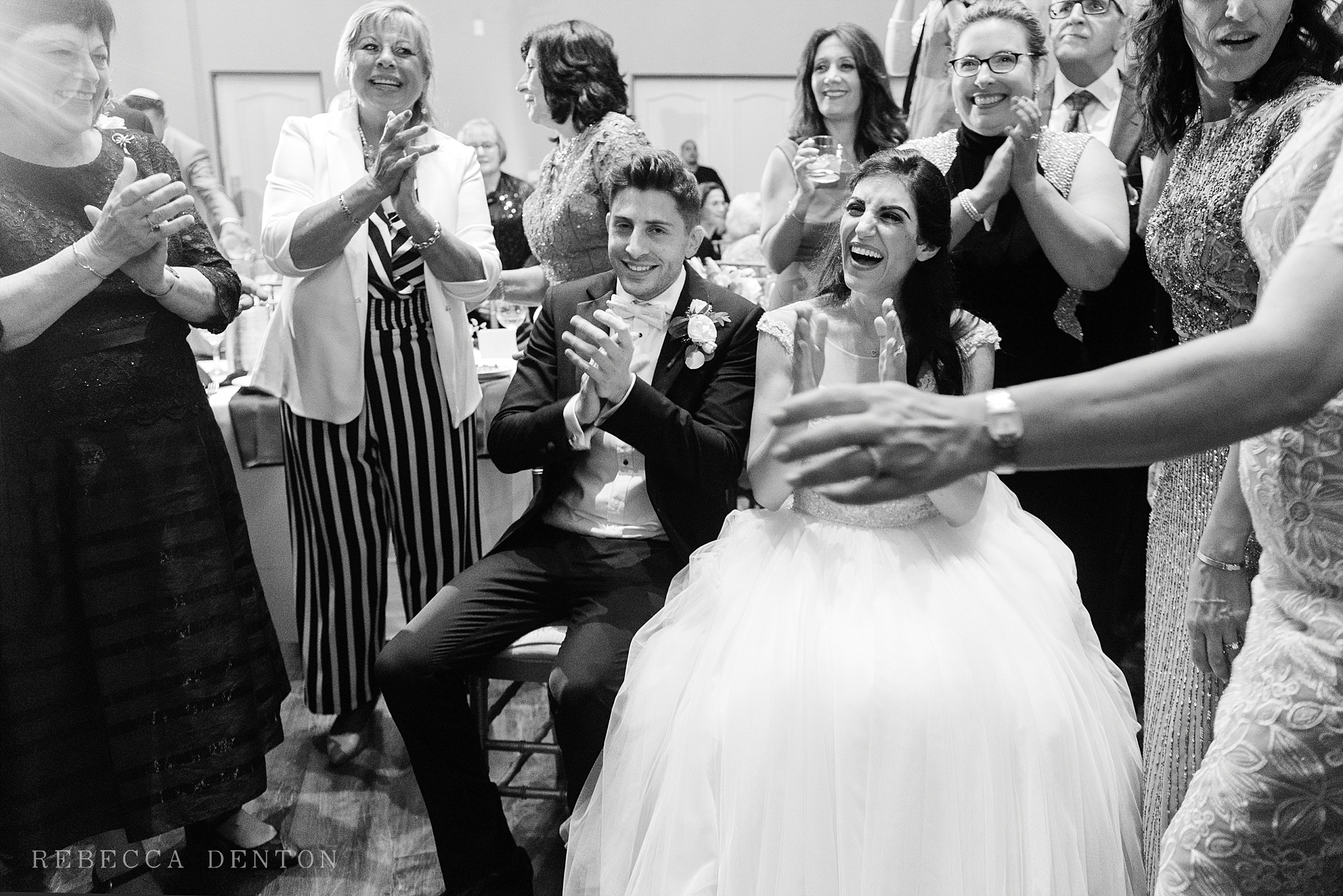 Bride and groom Jewish wedding reception