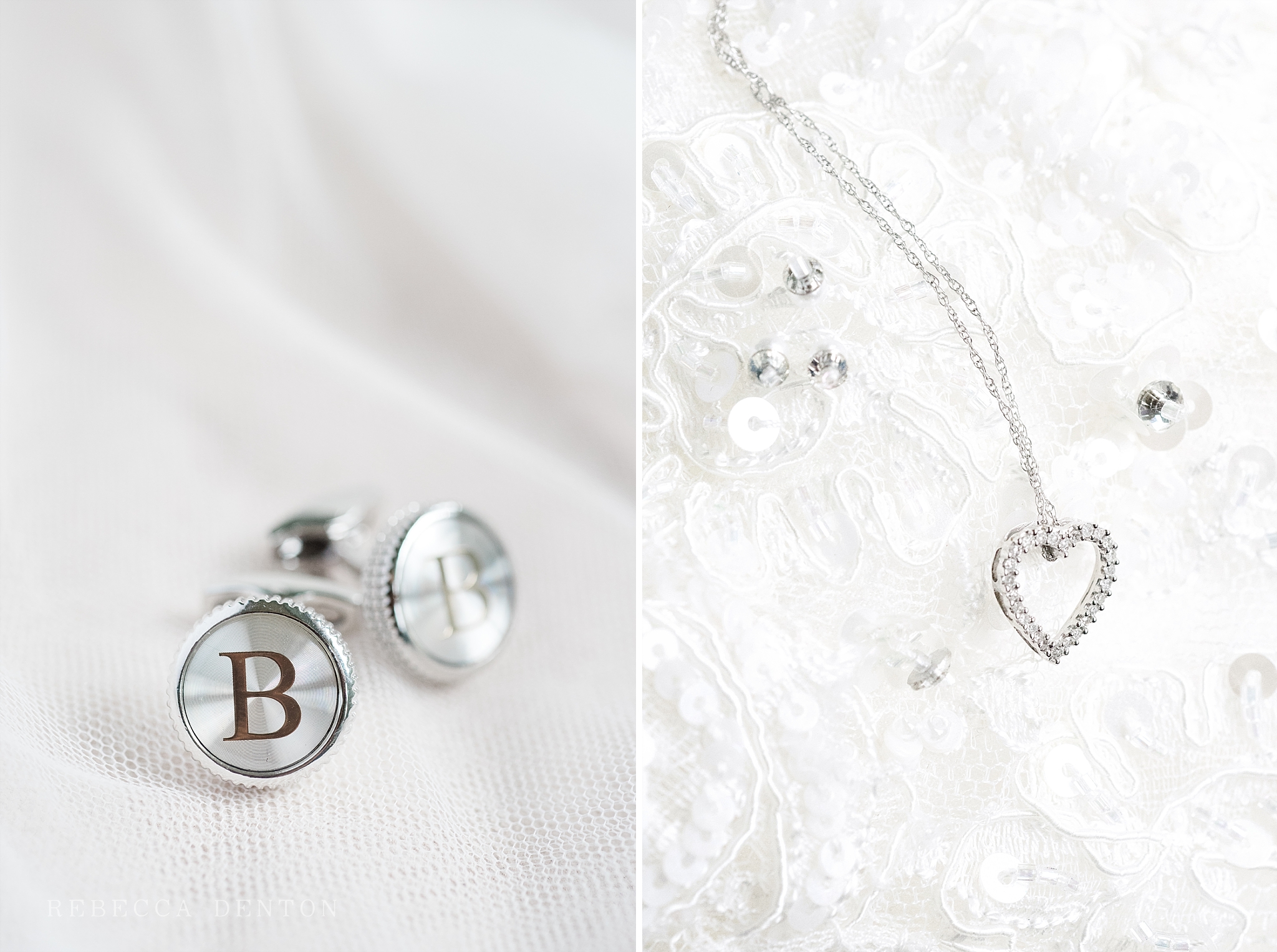 cuff links and heart necklace