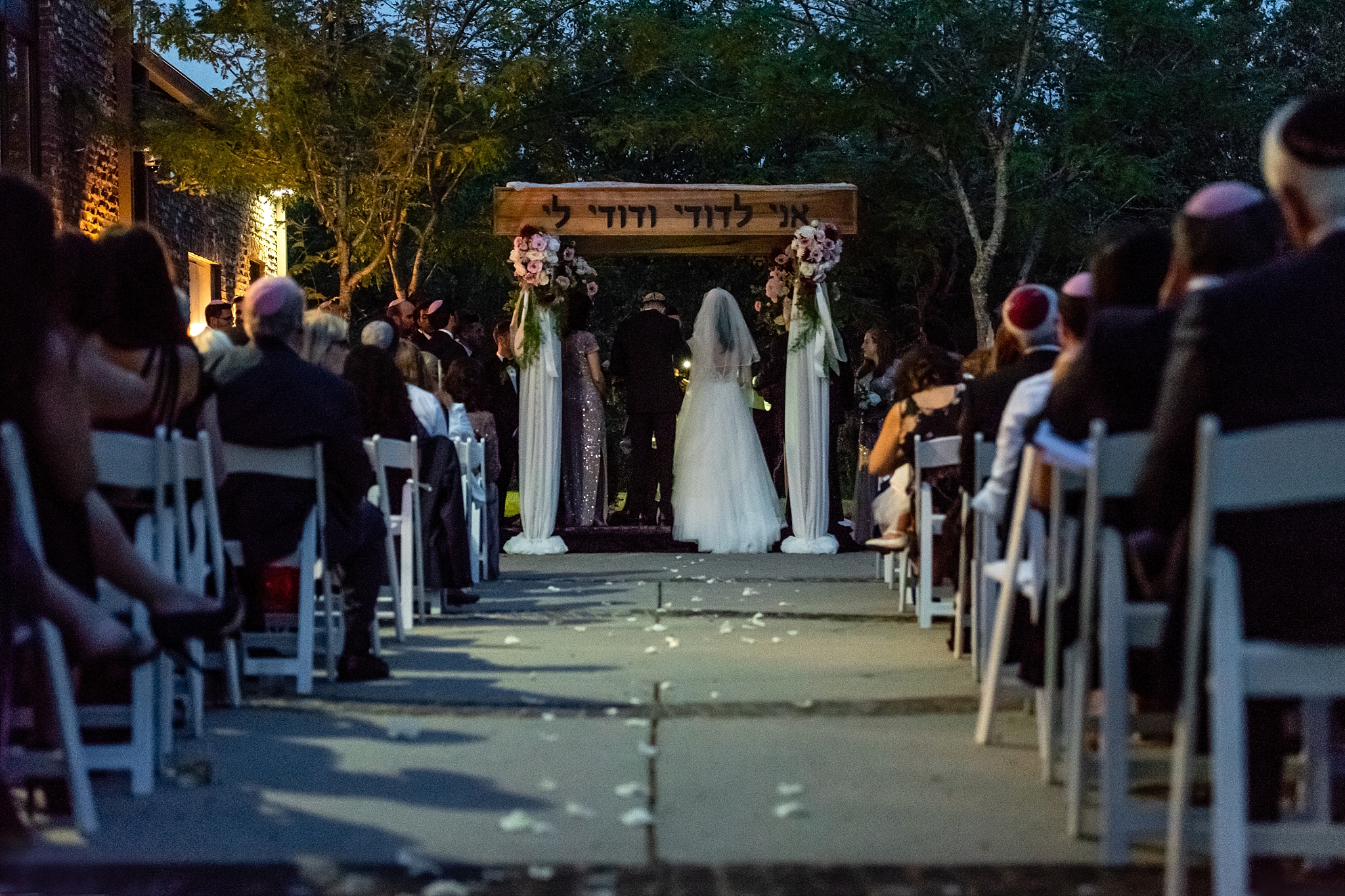 Outdoor wedding ceremony chuppah Chabad of Nashville jewish wedding