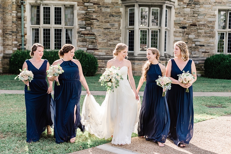 Bride and bridesmaids blue dresses Scarritt Bennett Center