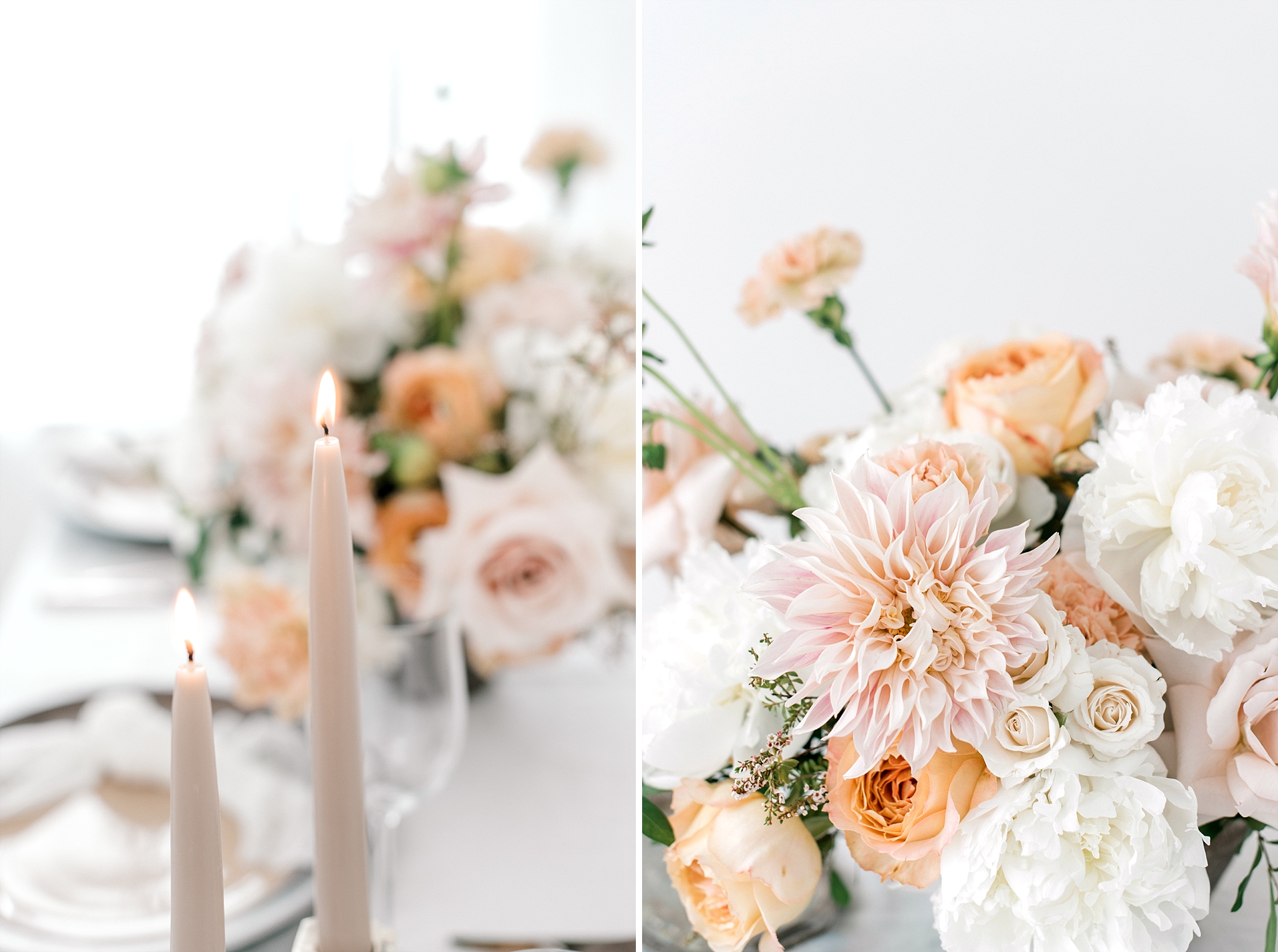 Floral centerpieces and candles
