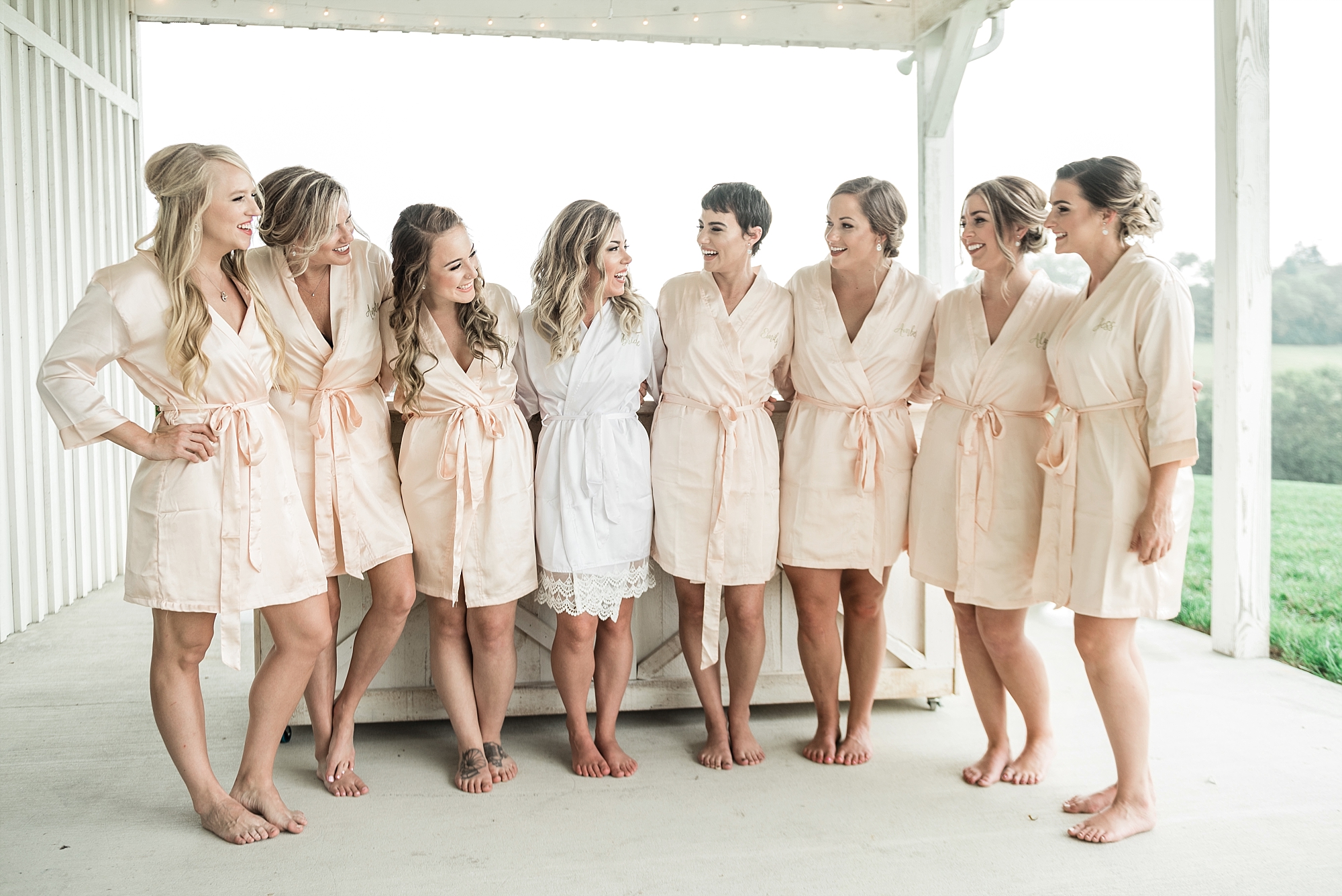 bridesmaids pink robes