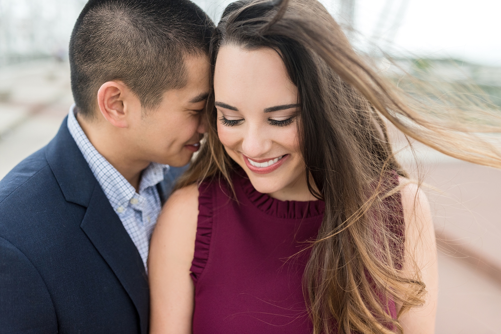 Wind blowing in hair Nashville engagement session