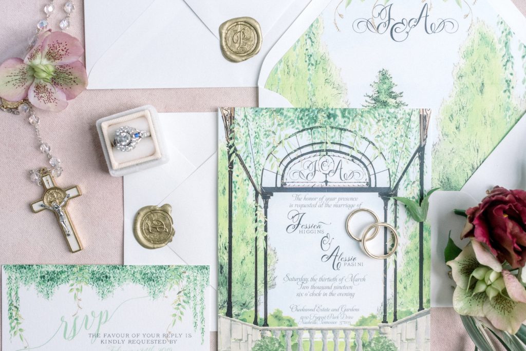 Cheekwood spring wedding invitations Stone Cottage Paperie