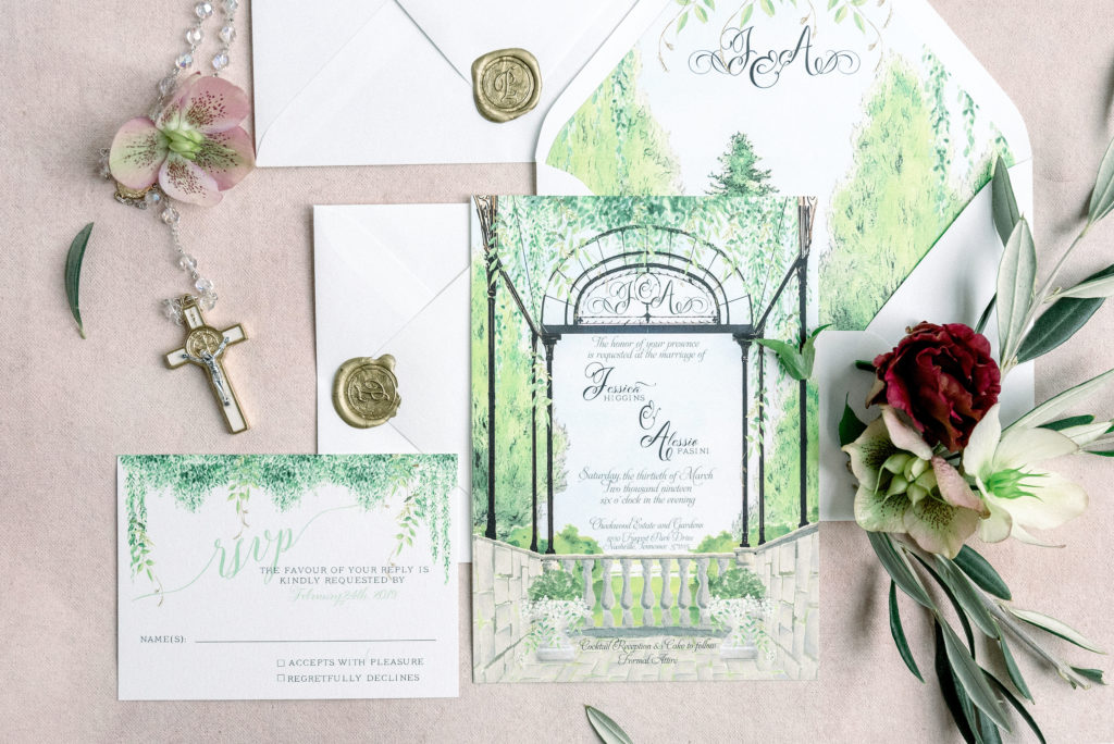 Cheekwood wedding invitations details Stone Cottage Paperie