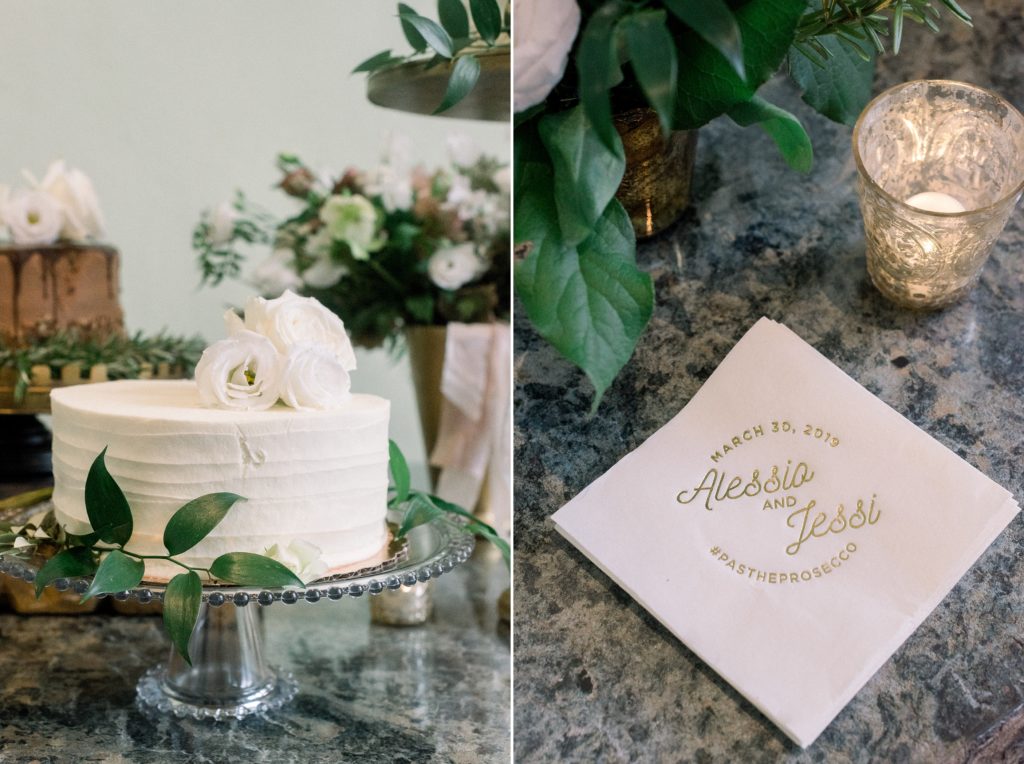 Cheekwood wedding reception white cake with greenery