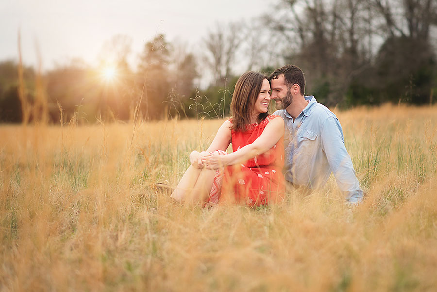 Natural engagement photos at Duck Pond Farm in Mt. Juliet, Tennessee