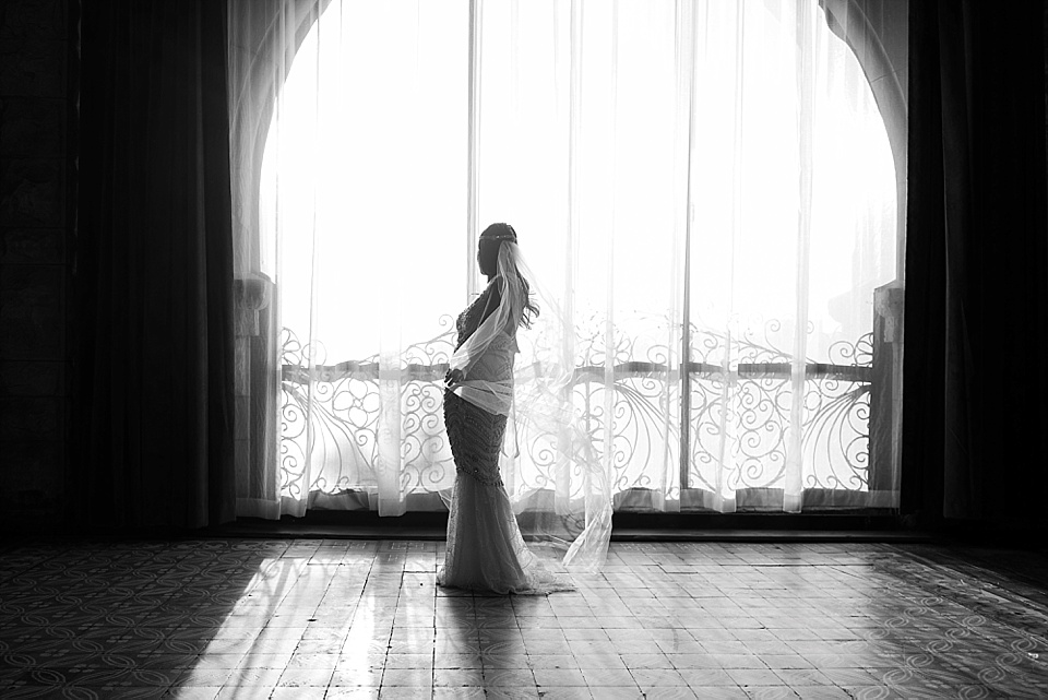 Bridal Session Union Station Hotel Nashville black and white wedding dress