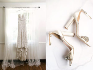 white badgley mischka shoes bride wedding gown white