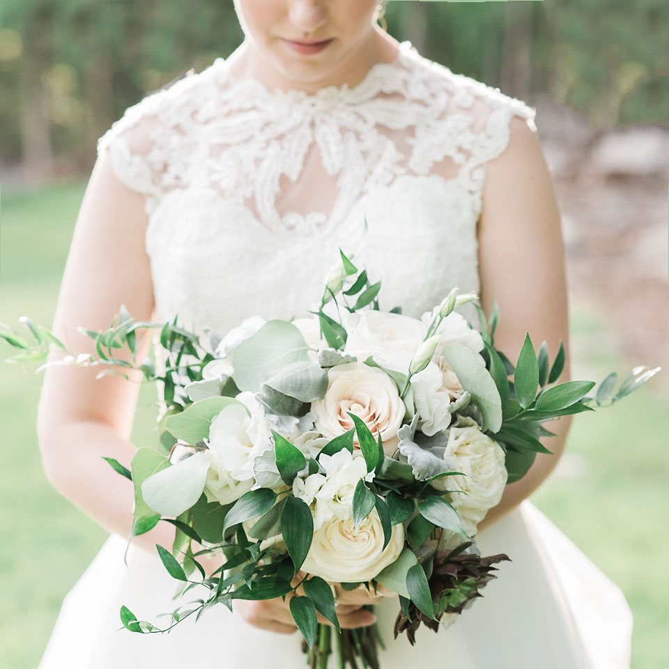 Bride Bouquet and wedding dress