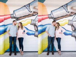 Nashville city engagement session with murals