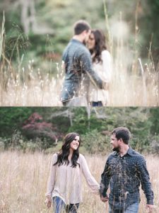 Natural engagement session outdoors tall grass