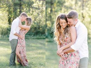 Summer engagement session outdoors Nashville with trees