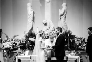 Bride and groom wedding Cathedral of the Incarnation Nashville
