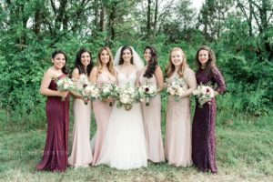 Bridesmaids Chabad of Nashiville pink and burgundy dresses