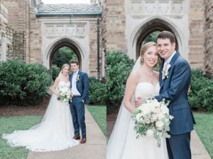 Bride and groom Scarritt Bennett Center Nashville stone arches