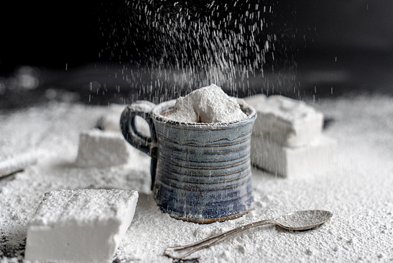 Nashville food photography and styling homemade marshmallows and hot chocolate